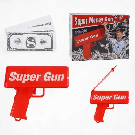 Пістолет для грошей 85169 (48) на батарейках, імітовані гроші, в коробці - 1