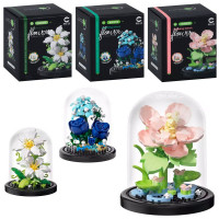 Конструктор 7234-7235-7242 (60шт) квіти у колбі, 8,6-8,6-10,5см, від 247дет, 3 види, в кор-ці, 9-11,