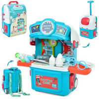 Набір лікаря 16886 (12шт) 2в1(стіл 41-17,5-38см, чемодан на колесах), мед.інструменти,окуляри, 21пре