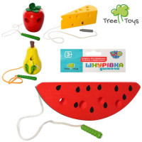 Деревяна іграшка Шнурівка MD 0494 (120шт) продукти, мікс видів, от 8,5см, в кульку,12-18-5см