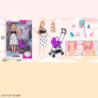 Лялька вагітна 29см 8082-1 з дитиною,коляскою та аксес.кор.32,5*6*22 /60/