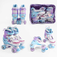 Ролики 67011-31 М розмір 34-38 (6) колір Фіолетовий, устілка 21-24 см, колеса PU, КОЛЕСА ЗІ СВІТЛОМ,