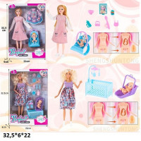 Лялька вагітна 29см 8082-4/26 з дитиною,люлькою та аксес.2в.кор.32,5*6*22 /60/