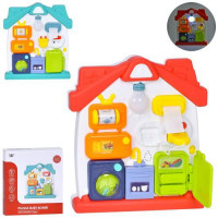 Гра YL516 (24шт) бізіборд-будинок,25-28,5-5см,  рухливі деталі, побутова техніка,  2 кольори, музика