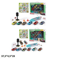 Транспортний набір 2025-33/2025-30 легкова метал(6шт.) з катапультою та килимком,2в.кор.37,5*4,5