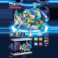 Магнітний конструктор 6802 A (24/2) 96 елементів, підсвічування, кульки, наліпки, в коробці