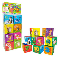 гр Кубики 40413 (36/2) "4FUN Game Club", "Тварини", 8 штук, м'які, водонепроникна тканина, літери, г