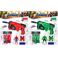 Пістолет 725-15-18 (36шт) AV/СП, 25,5см, м'які кулі-присоски 10шт, супергерой 15см, бінокль 12,5-11,