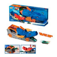 Трейлер LA-389B (18шт) корпус динозавр, 34,5см, трек с запуском, машинка 7см 2шт (метал), в кор-ці,