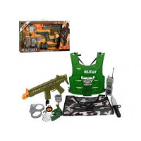 Набір зі зброєю JS001A-03 (18шт) війсковий, автомат, пістолет, рація, наручники, ніж, 2 види (жилет2