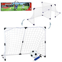 Футбольні ворота MR 1383 (6шт) 2в1 (1шт-185-70-в120см, 2шт-94-62-в71см), сітки 3шт, м'яч, насос, в к