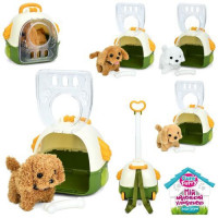 Собака 777-114B (24шт) 16см, ходить, звук, рухливий хвіст, плюш, кістка, 4 види, рюкзак (2колеса,руч