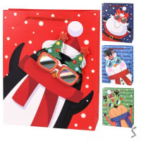 Пакет новорічний паперовий L "Cool glasses 3D" 31*42*12см