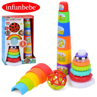 Гра PL12345-PL1100-PL201W-PL2 (4шт) ігровий набір, пірамідка 18см-текстурні кільця (7шт), вежа-6 бл