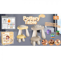 Набір для творчості 8821 (10шт) гончарне коло (механічний), стіл 42-42-в38см, стільчик 22-22-в14см,