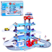 Гараж 663-6 (6шт) 80,5-70,5-в54см, 4 кольори, 79 деталей, машинка 8см, ліфт, на бат-ці, в кор-ці, 63