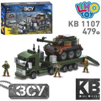 Конструктор KB 1107 військова техніка, тягач із танком, 31,5см, фігурки 3шт, 479дет, в кор-ці