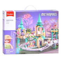 Конструктор SLUBAN M38-B1285 (12шт) рожева серія, парк розваг, 43,2см, дорога, фігурки, 448дет, в ко