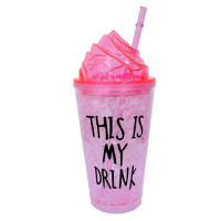 Склянка з кришкою та трубочкою "My drink" 450мл R99842