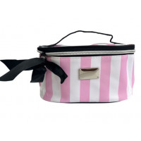 Косметичка смугастий. з бантом. рожевобіла (21,511,5*12)см №816