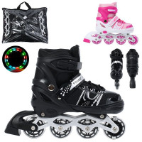 Ролики A4164-M (35-38) (6шт) розсувні, шнурівка+бакля, алюм.рама, колеса ПВХ 65мм 1світло, устілка 2