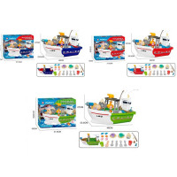 Риболовля BQ-988A-B-C (12шт) корабель 46-25-в27см, ллється вода, вудка, морські мешканці 6шт, кран