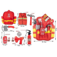 Набір пожежника 12 F 3 (30/2) на батарейках, звук, пожежний жилет, рація, пожежний вогнегасник, аксе