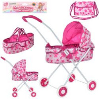 Коляска M 0595 U/R (18шт) для ляльки, класика, 35-41-67см, метал+тканина, сумка, у пакеті, 64-29-9см