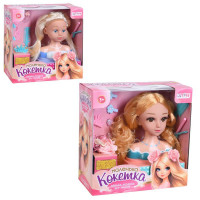 Лялька голова для зачісок LK1715F-16С (18шт) 20см, підставка з шухлядкою, прикраси (заколки, сережки