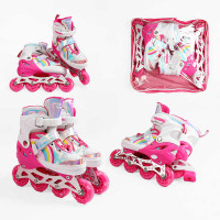 Ролики J-4770-5 М розмір 34-38 (6) колір Рожевий, устілка 22-24 см, колеса PU, d коліс – 6 см, підсв