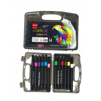 Акрилові фломастери в прозр. кор. в 12кол. на водній основі (3,8*16,5*13)см 1070-12 (96)