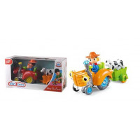 Трактор з причепом HD 963 (24) світло, мелодія, колесо вільного руху, знімний причіп, фігурка корови