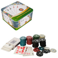 Настільна гра D7 (12шт) покер,120фіш(с номин),карти,в кор-ке(металл),15,5-15,5-8,5см