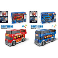 Автобус JS226A-26 (36шт) інерція, двоповерховий, 15см, 1:24, звук, світло, гумові колеса, 2 кольори,