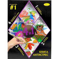 Книга-розмальовка серія "Книга-АНТИСТРЕС 4 в 1" Мікс (PM-80)