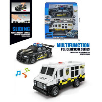 Транспорт спецслужб JS235-10 (24шт) інерція, 15см, 1:24, набір 2шт, поліція, звук, світло, гумові ко