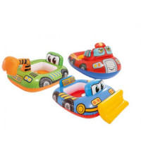 Плотик 59586 (24шт) транспорт, 3 види, отвори для ніг, ремкомплект, в кульці, 25-24-2,5см