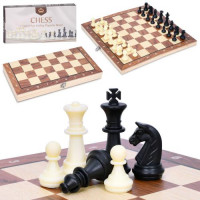 Шахи FG240502027L (36шт) дерев'яні, магнитні, фігури пластик, в кор-ці, 15,5-30-3см