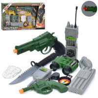 Набір зі зброєю JS019 (12шт)пістолет,рація,ніж,наручники,звук,на бат-ці(табл), в кор-ці 46-29-5см