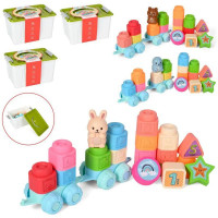 Конструктор 668-9B-D-C (12шт) м'який, блоки, текстурні деталі, тварина, платформа з колесами 2шт,