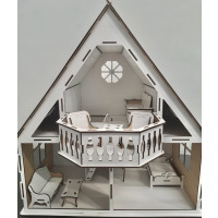 Ляльковий будиночок (фанера) "CONTRY HOUSE"2 повер, 3 кімн,8 мебл47х51х38см/00318