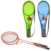 Бадмінтон залізний MS 0757-1 (50шт) ракетки 2 шт 66 см, волан, 3 кольори, чохол, 68-21,5-2,5см
