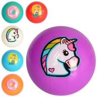 Мяч детский MS 2654 (120шт) 9 дюймов, рисунок, ПВХ, 60г, 3вида(русалка,единорог,пончик), 6цветов
