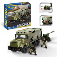 Конструктор IBLOCK арт. PL-921-462/1 (12шт) Армія КРАЗ с тентом, 224дет, 2 фіг, у короб. 37*5*26*6см
