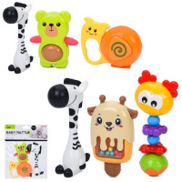 Брязкальце 8436-8436-6 (48шт) набір 3шт (тварини), від 11см до 15см, текстурні деталі, рухливі детал