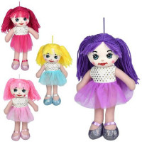 Лялька YG0261 (80шт) 27см, м'яконабивна, петелька, 4 кольори, у пакеті, 13-27-7см