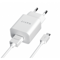 Зарядний пристрій для мобільних телефонів HAVIT HV-ST111 USB с Micro USB кабелем White