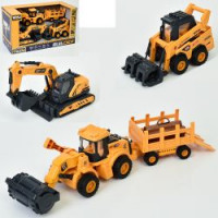 Будтехніка WD131 (4шт) інерція, набір 3шт (від 20см), 1:16, звук, світло, рухливі деталі, на бат(таб