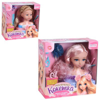 Лялька голова для зачісок LK1715C-16B (18шт) 20см, підставка з шухлядкою, прикраси (заколки, сережки