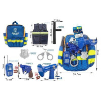 Поліцейський набір 12 P 3 (30/2) на батарейках, звук, рація, сирена, кайданки, пістолет, значок, жил